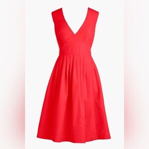 NWT J. Crew V-Neck Sleeveless Silk Blend Faille Dress, Red